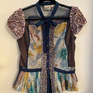 BEGUILE BY BYRON LARS | Anthropologie | Wildeflora Patchwork Blouse | Size 12
